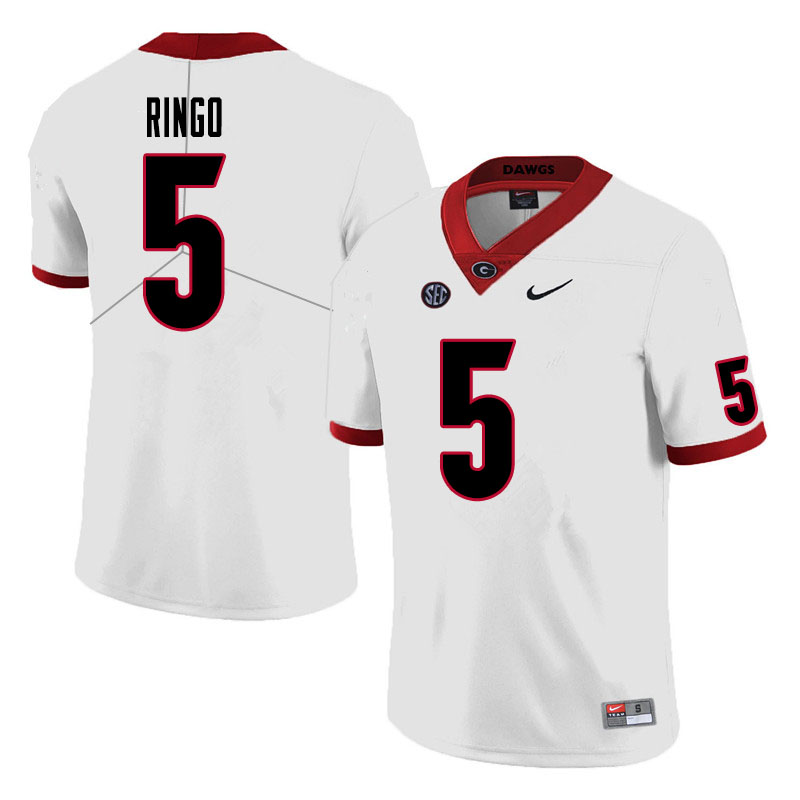 Men #5 Kelee Ringo Georgia Bulldogs College Football Jerseys Sale-White - Click Image to Close
